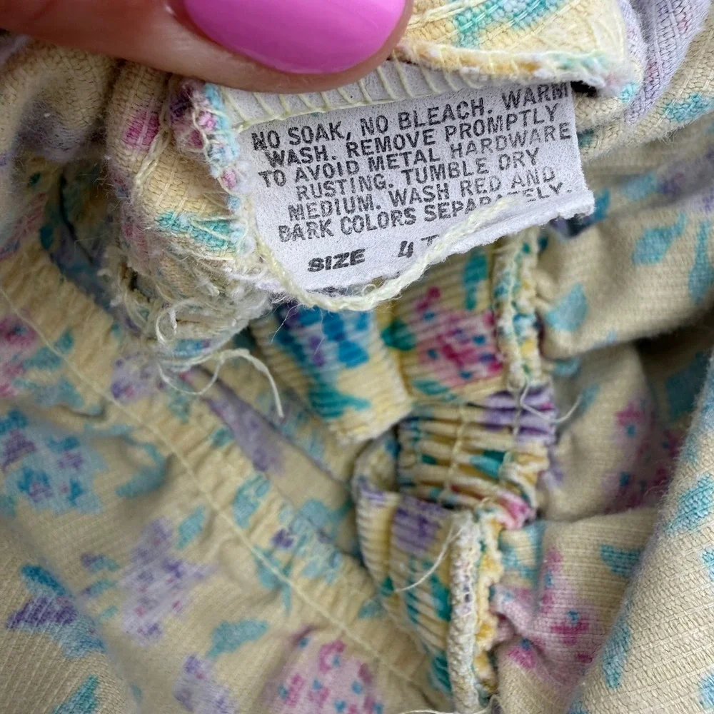Vintage OshKosh B'Gosh 4T Floral Corduroy Jumper Dress Made USA 90s Cottagecore